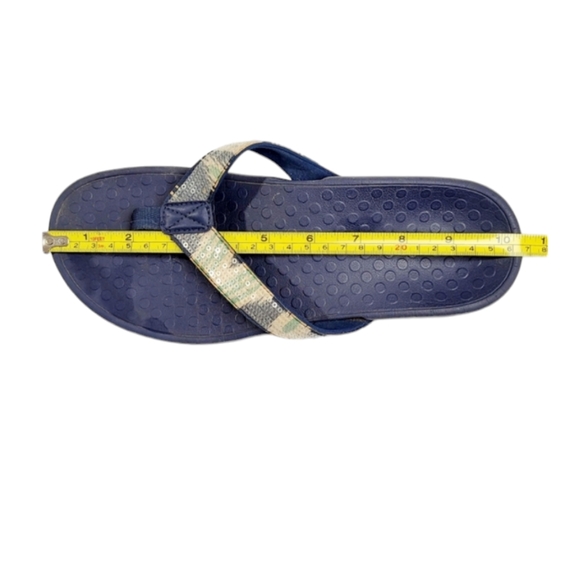 Vionic Tide ll Zebra Sequined Blue Flip Flop Thong Sandals - Picture 13 of 13